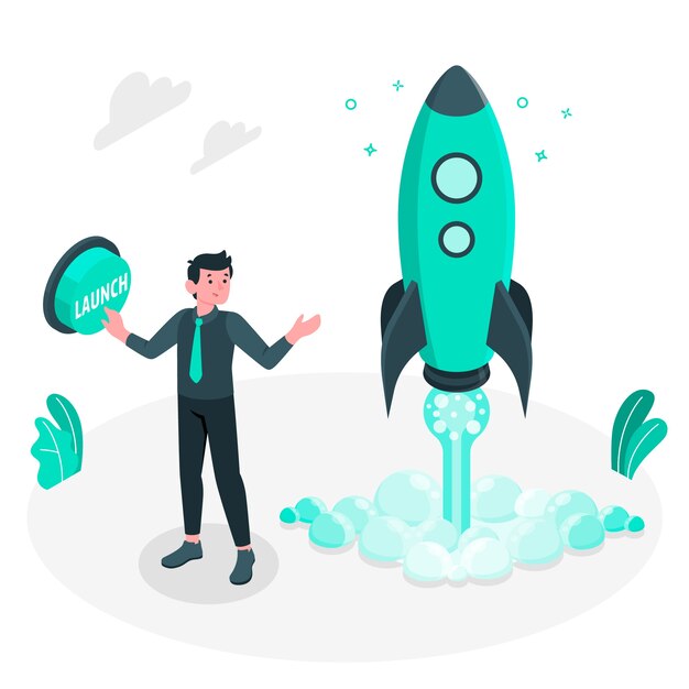 Ilustración del concepto de lanzamiento al mercado