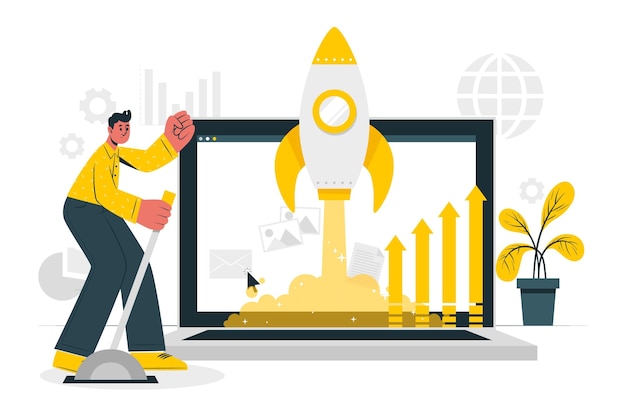 Ilustración del concepto de lanzamiento al mercado