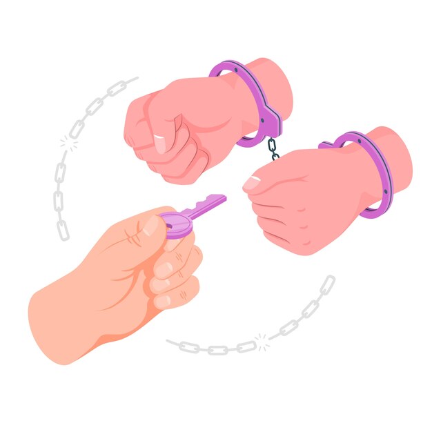 Ilustración del concepto de liberación de prisioneros
