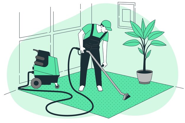 Ilustración del concepto de limpieza de alfombras