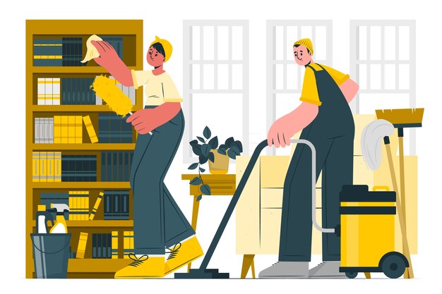 Ilustración del concepto de limpieza de la casa