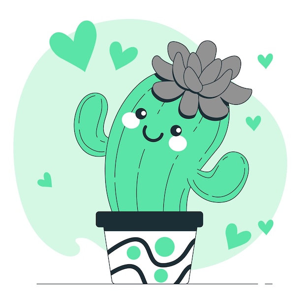 Ilustración de concepto lindo cactus