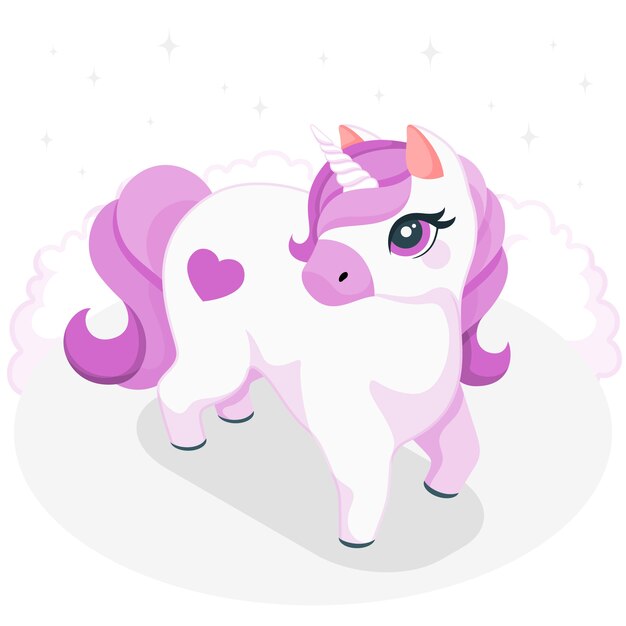 Ilustración de concepto lindo unicornio