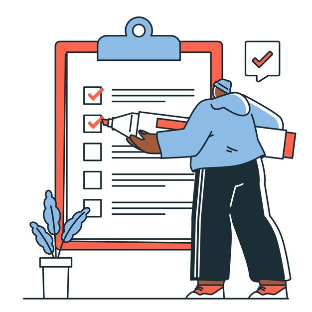 Ilustración del concepto de la lista de comprobación