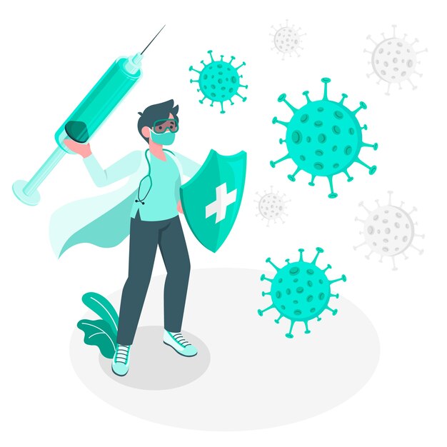 Ilustración del concepto de lucha contra el coronavirus