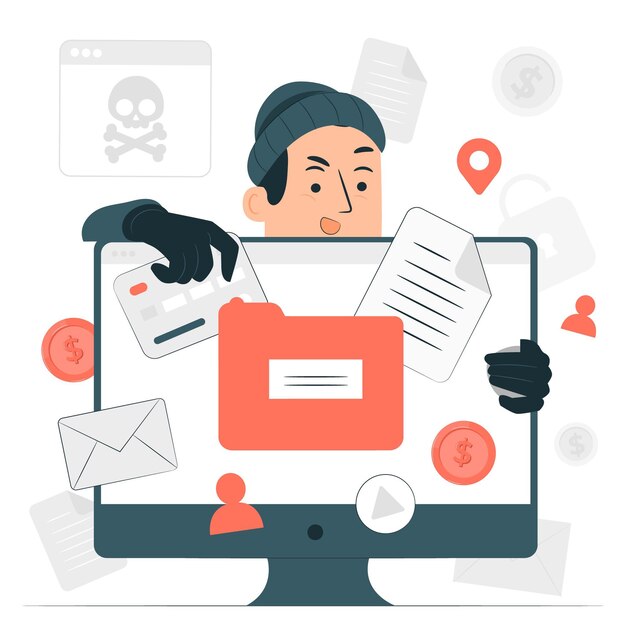 Ilustración de concepto de malware de robo de datos