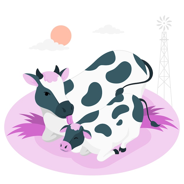 Vector gratuito ilustración del concepto de mamá vaca