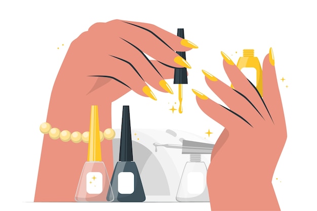 Vector gratuito ilustración de concepto de manos de manicura