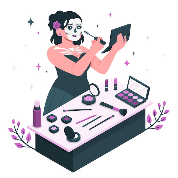 Vector gratuito ilustración de concepto de maquillaje de uno mismo espeluznante