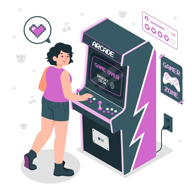 Ilustración de concepto de máquina arcade