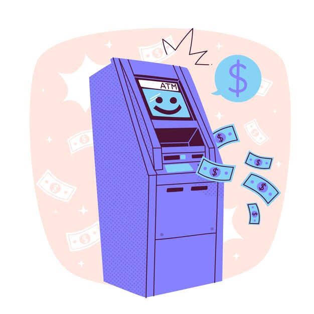 Ilustración del concepto de la máquina ATM