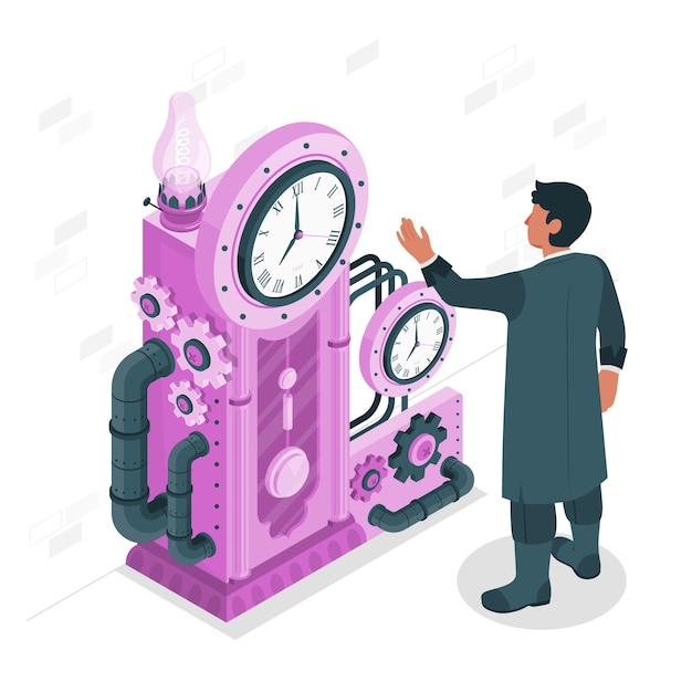 Vector gratuito ilustración del concepto de máquina del tiempo del reloj