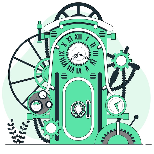 Ilustración del concepto de la máquina del tiempo Steampunk