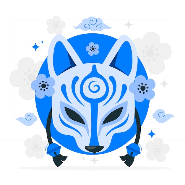 Vector gratuito ilustración del concepto de máscara kitsune