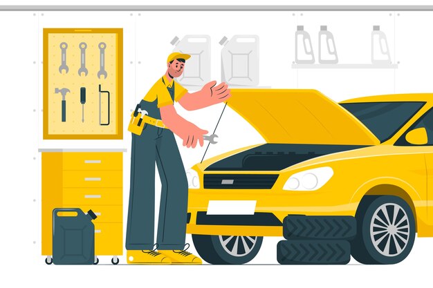 Ilustración del concepto de mecánica automotriz