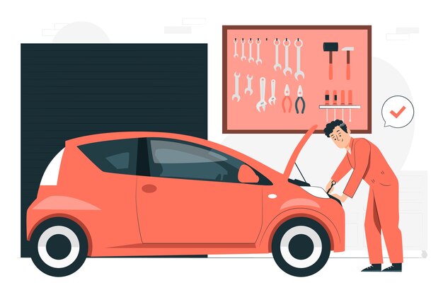 Ilustración del concepto de mecánico de automóviles