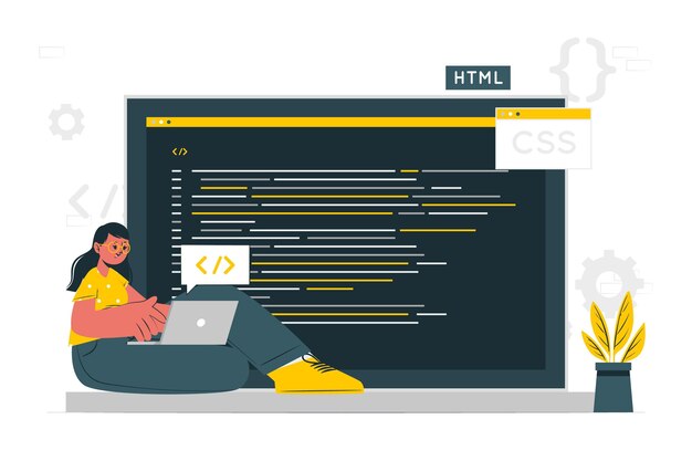 Ilustración del concepto de mecanografía de código