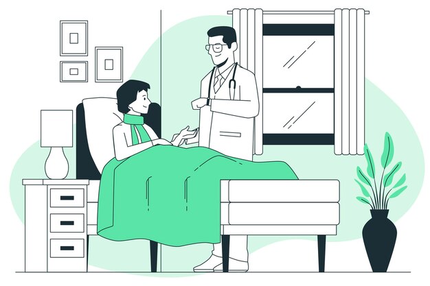 Ilustración de concepto de médico en casa