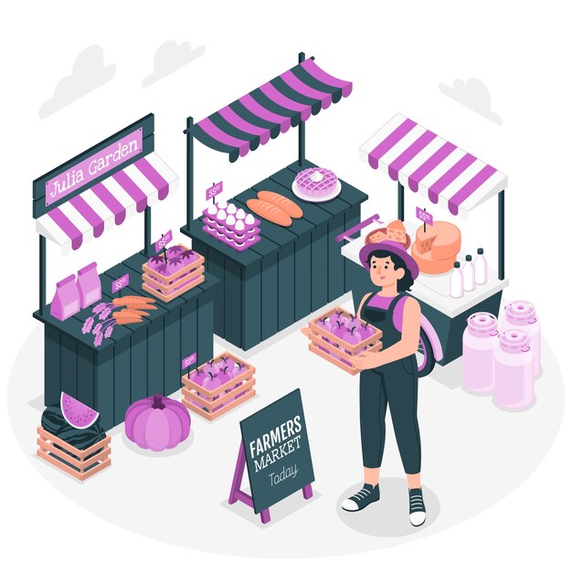 Ilustración del concepto de mercado de agricultores