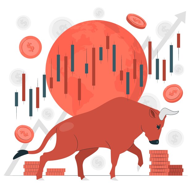 Ilustración del concepto de mercado de valores mundial