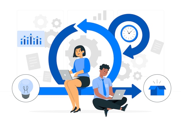 Vector gratuito ilustración del concepto de método scrum