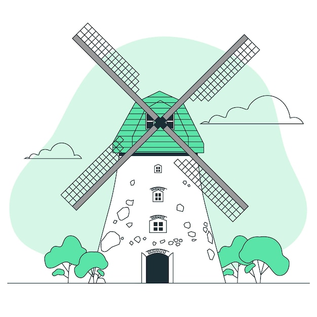 Vector gratuito ilustración del concepto de molino de viento