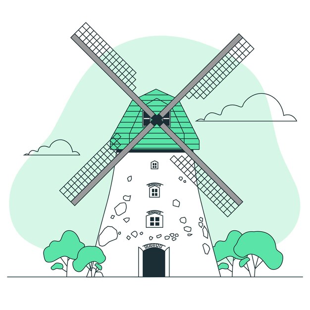 Ilustración del concepto de molino de viento