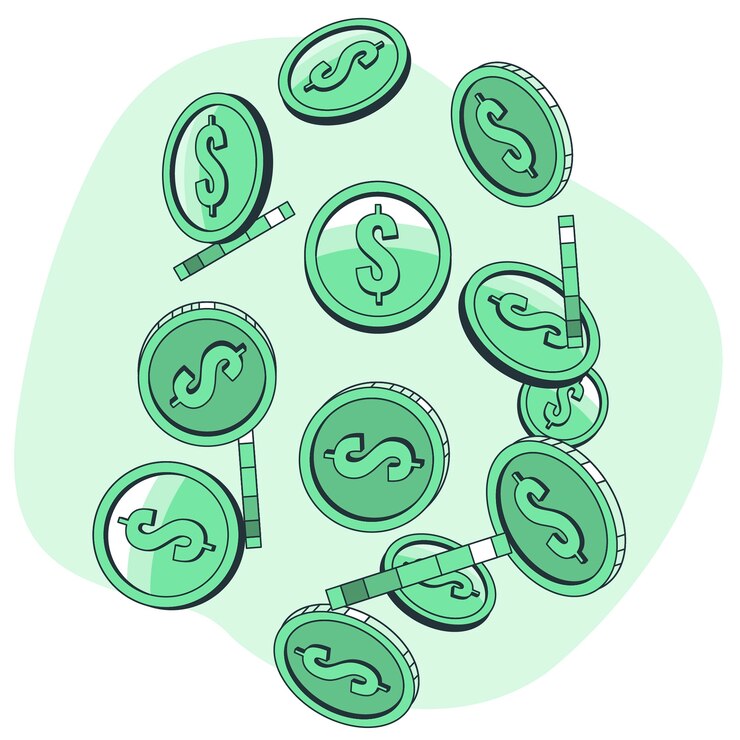Vector gratuito ilustración del concepto de las monedas que caen