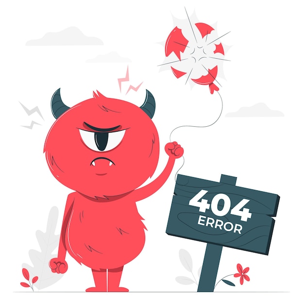 Vector gratuito ilustración del concepto de monstruo error 404