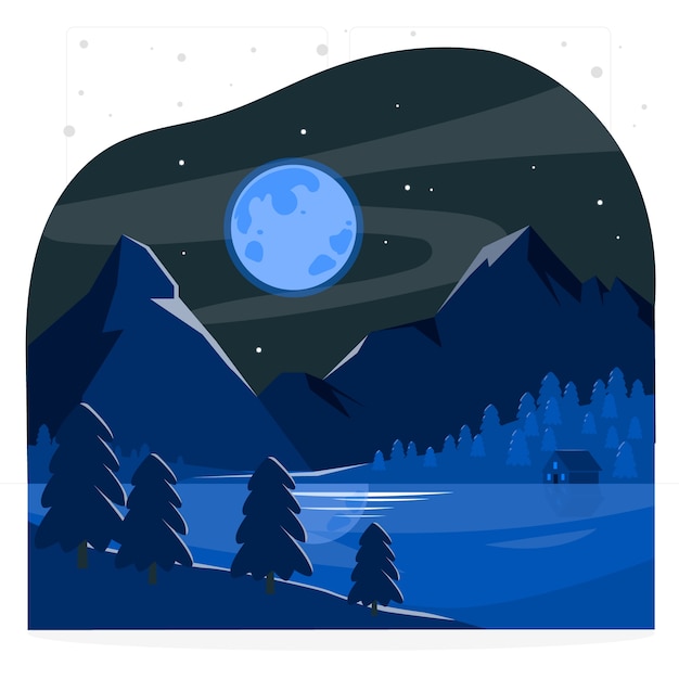 Ilustración de concepto de montaña en la noche