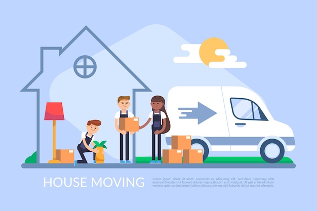 Ilustración de concepto de mudanza de casa