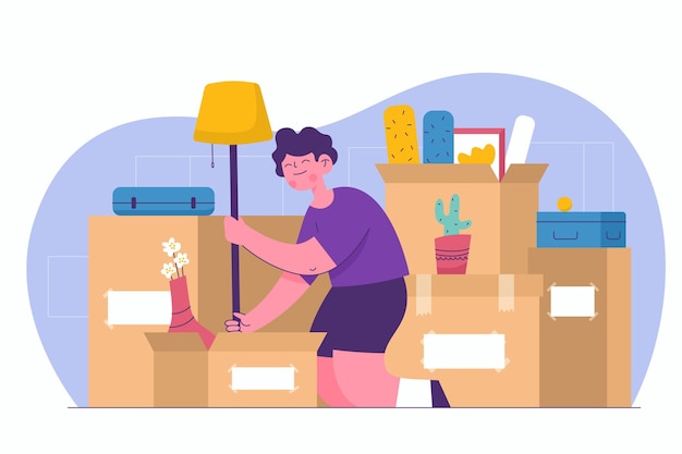Ilustración de concepto de mudanza de casa