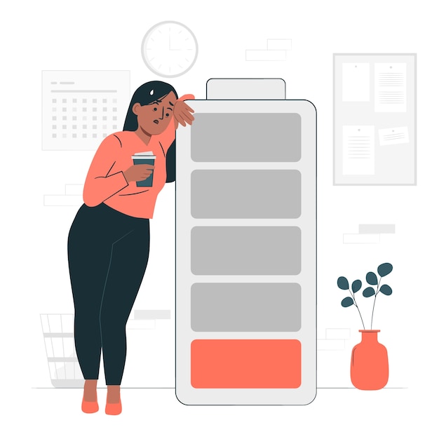 Ilustración del concepto de mujer cansada