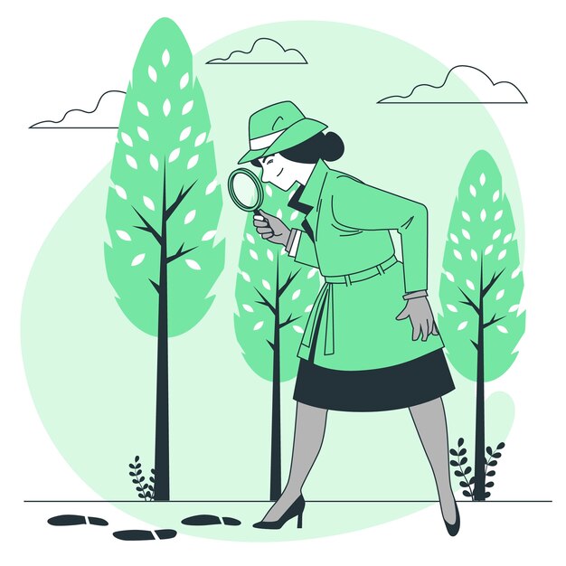 Ilustración de concepto de mujer detective