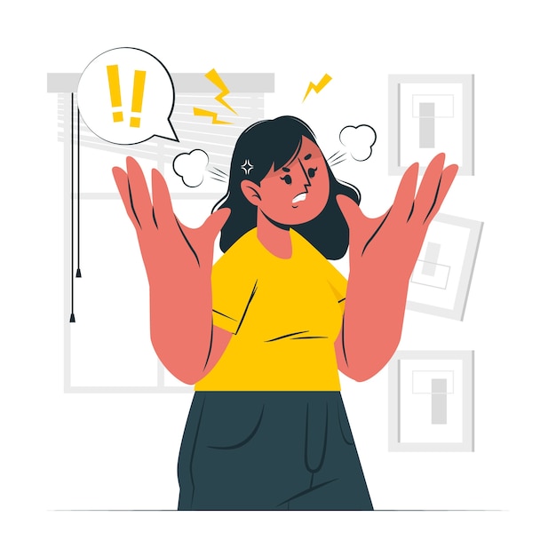 Ilustración del concepto de mujer enojada