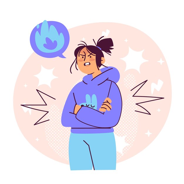 Ilustración del concepto de mujer enojada