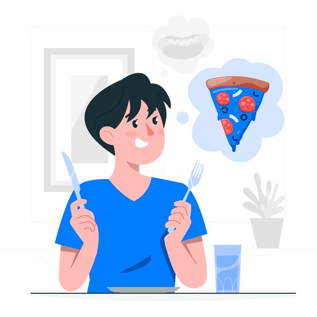 Ilustración del concepto de mujer hambrienta
