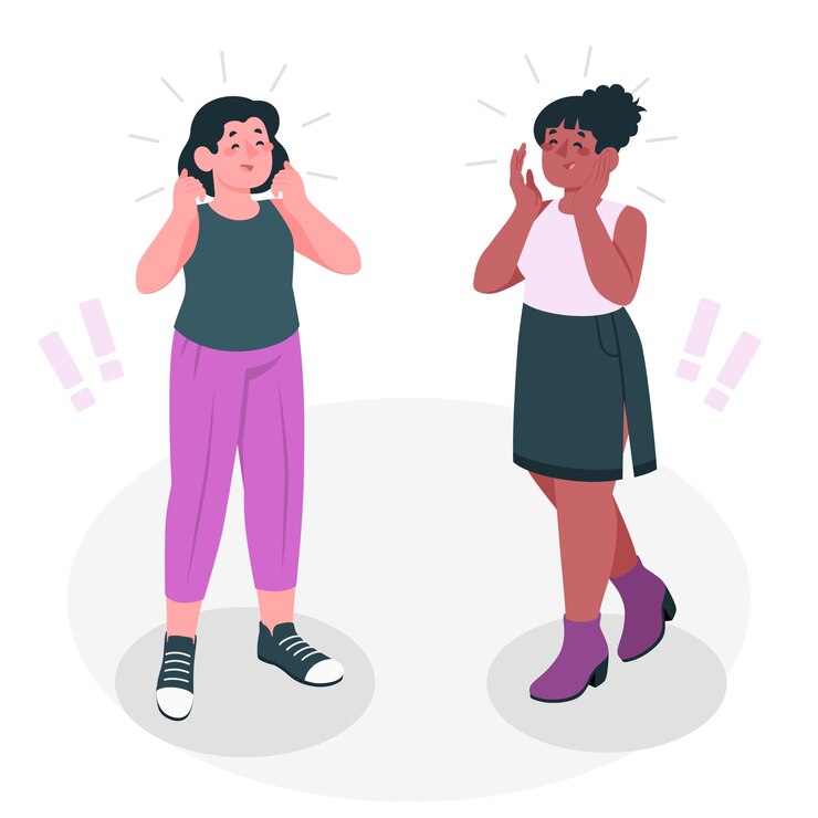 Vector gratuito ilustración del concepto de mujer sorprendida o emocionada