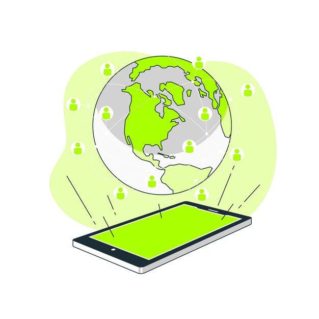Ilustración del concepto de mundo online