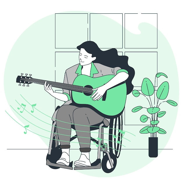 Ilustración del concepto de músico discapacitado