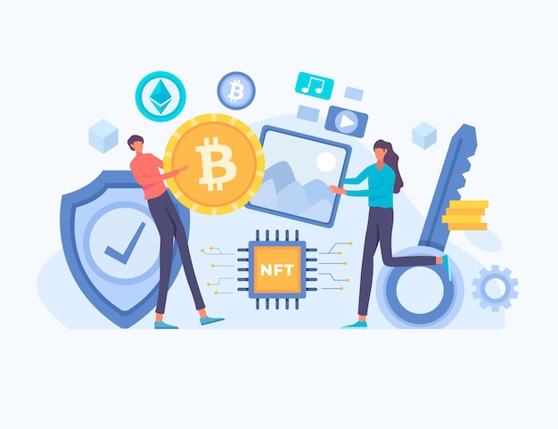 Ilustración de concepto de nft de diseño plano