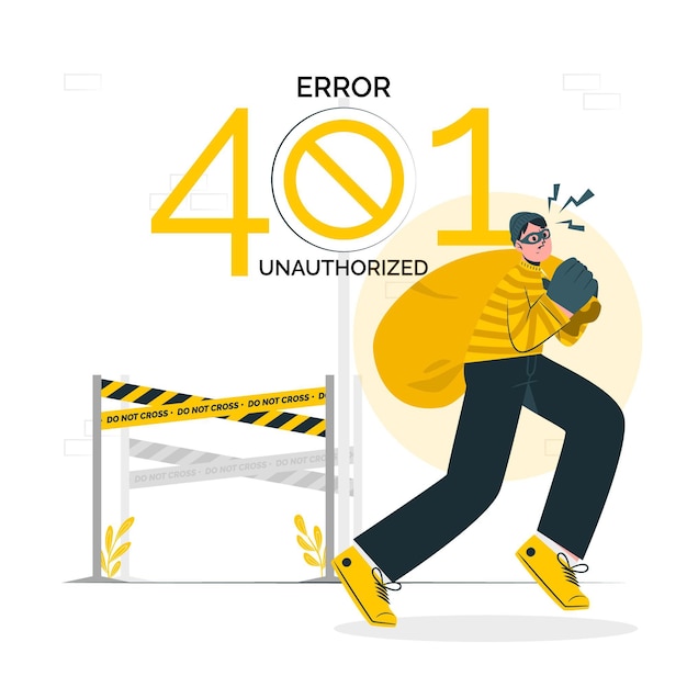 Ilustración de concepto no autorizado de error 401