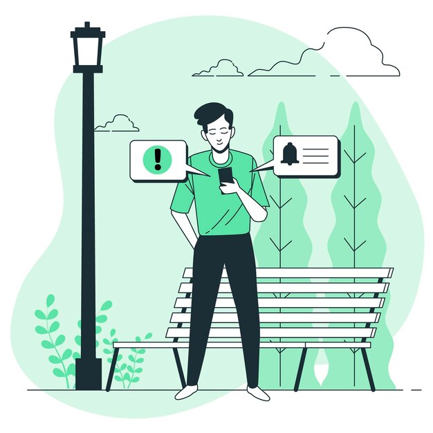 Ilustración del concepto de notificaciones push