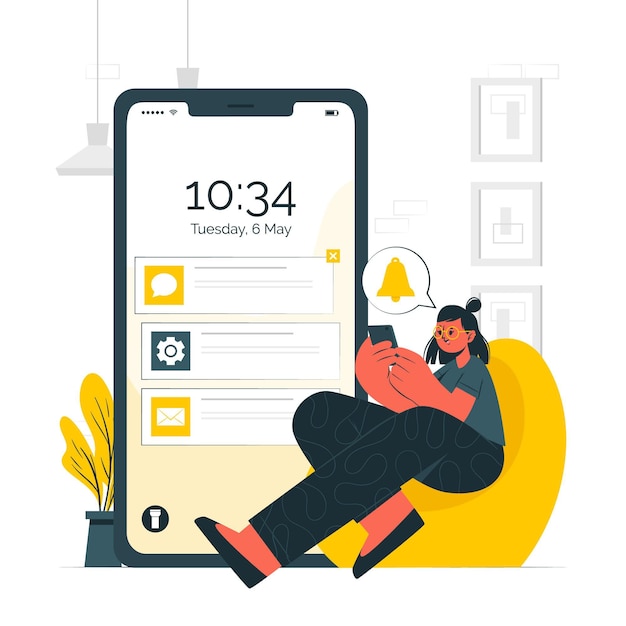 Vector gratuito ilustración del concepto de notificaciones push