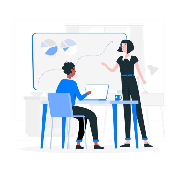 En la ilustración del concepto de oficina