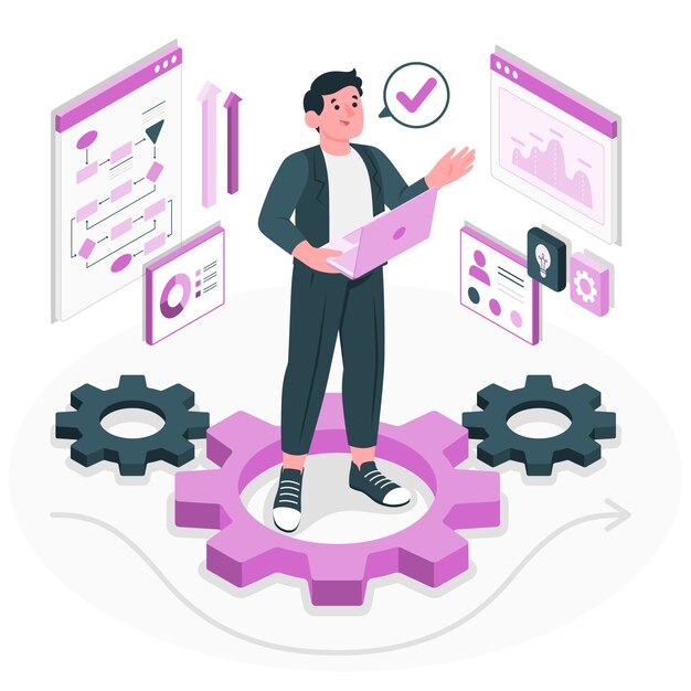 Ilustración del concepto de optimización de procesos