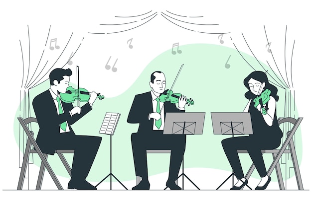 Vector gratuito ilustración del concepto de orquesta de violín