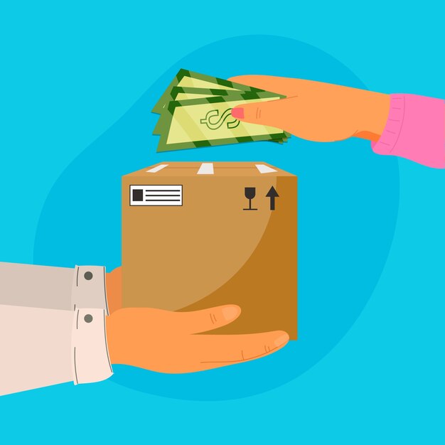 Ilustración del concepto de pago contra reembolso