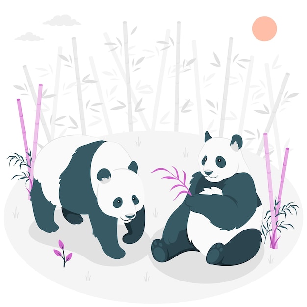 Vector gratuito ilustración del concepto de pandas