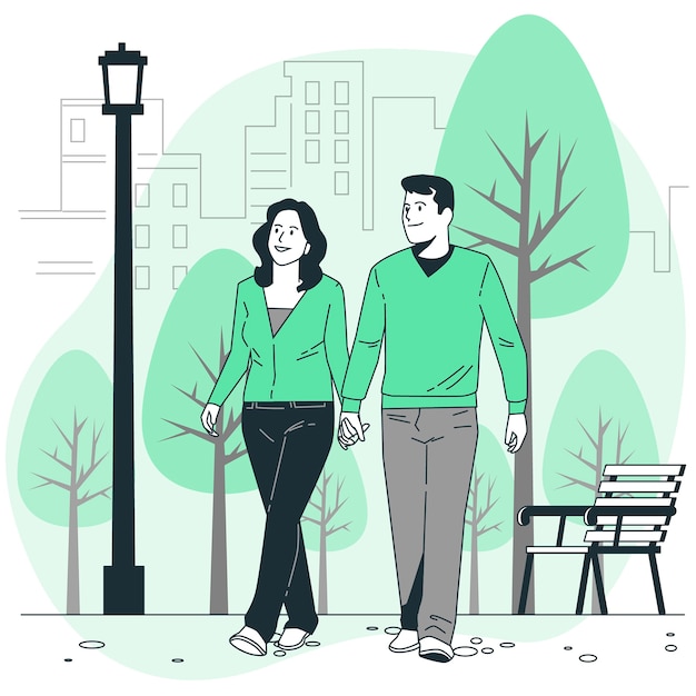 Vector gratuito ilustración de concepto de pareja caminando juntos